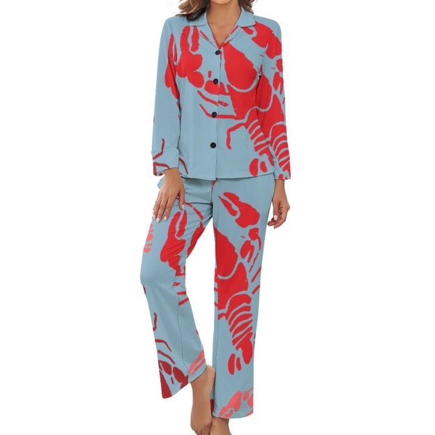 Custom Photo Lobster Bake Crawfish Boil 2 Pieces Button Down Pajama Personalized Pjs Set Nightwear