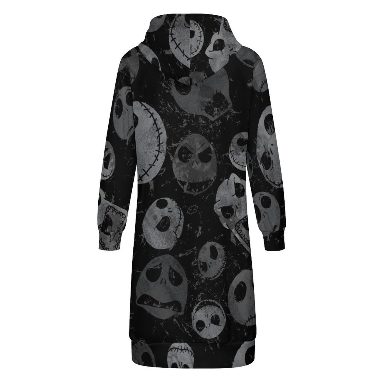 Jack Skellington Spooky Faces Zip Up Long Hoodie Jacket Coat Women Tunic Sweatshirt Plus Size Open Front Cardigan Outfits