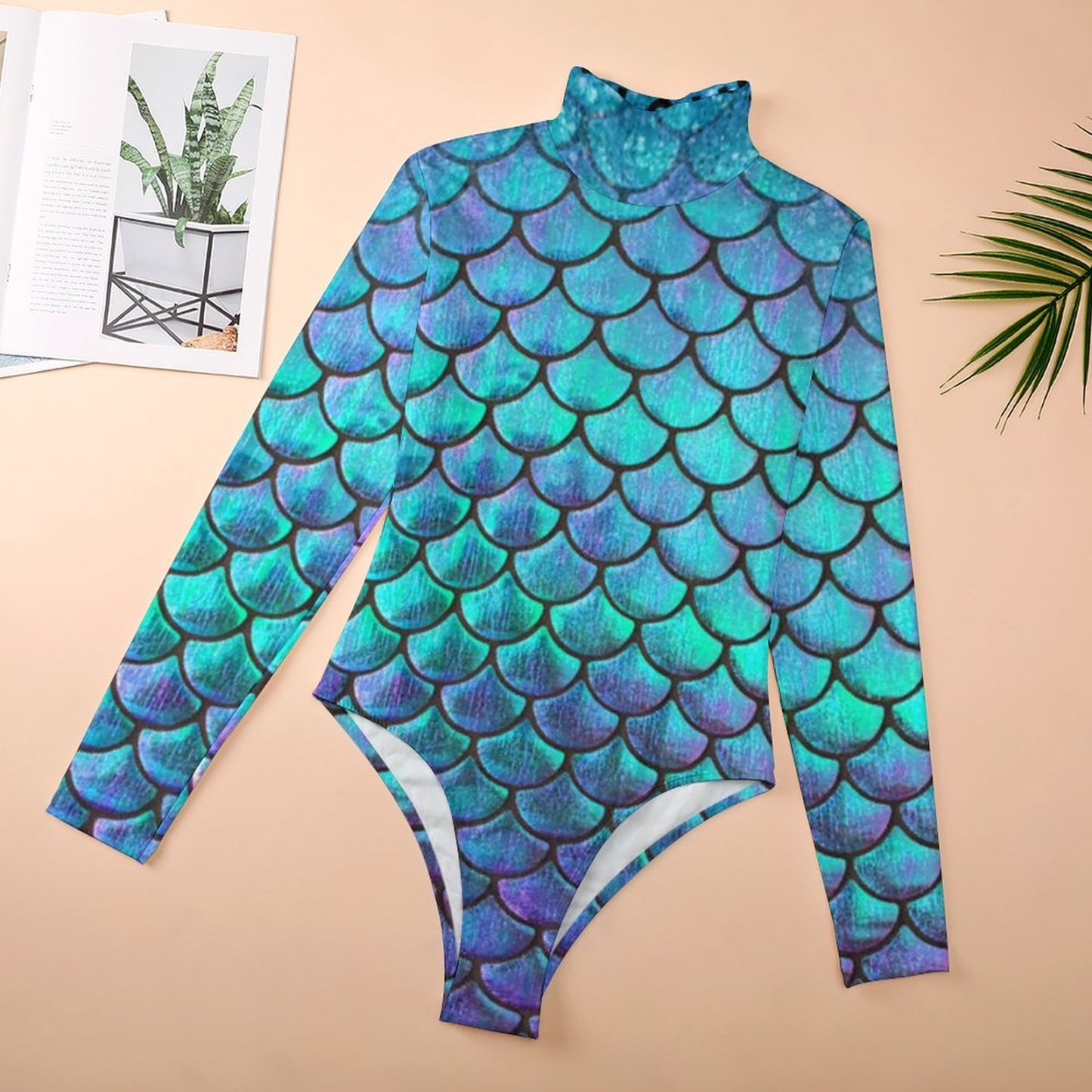 Personalized Mermaid Fish Scale Women Bodysuit-Custom Slim Fit Rompers Jumpsuit Gift for her