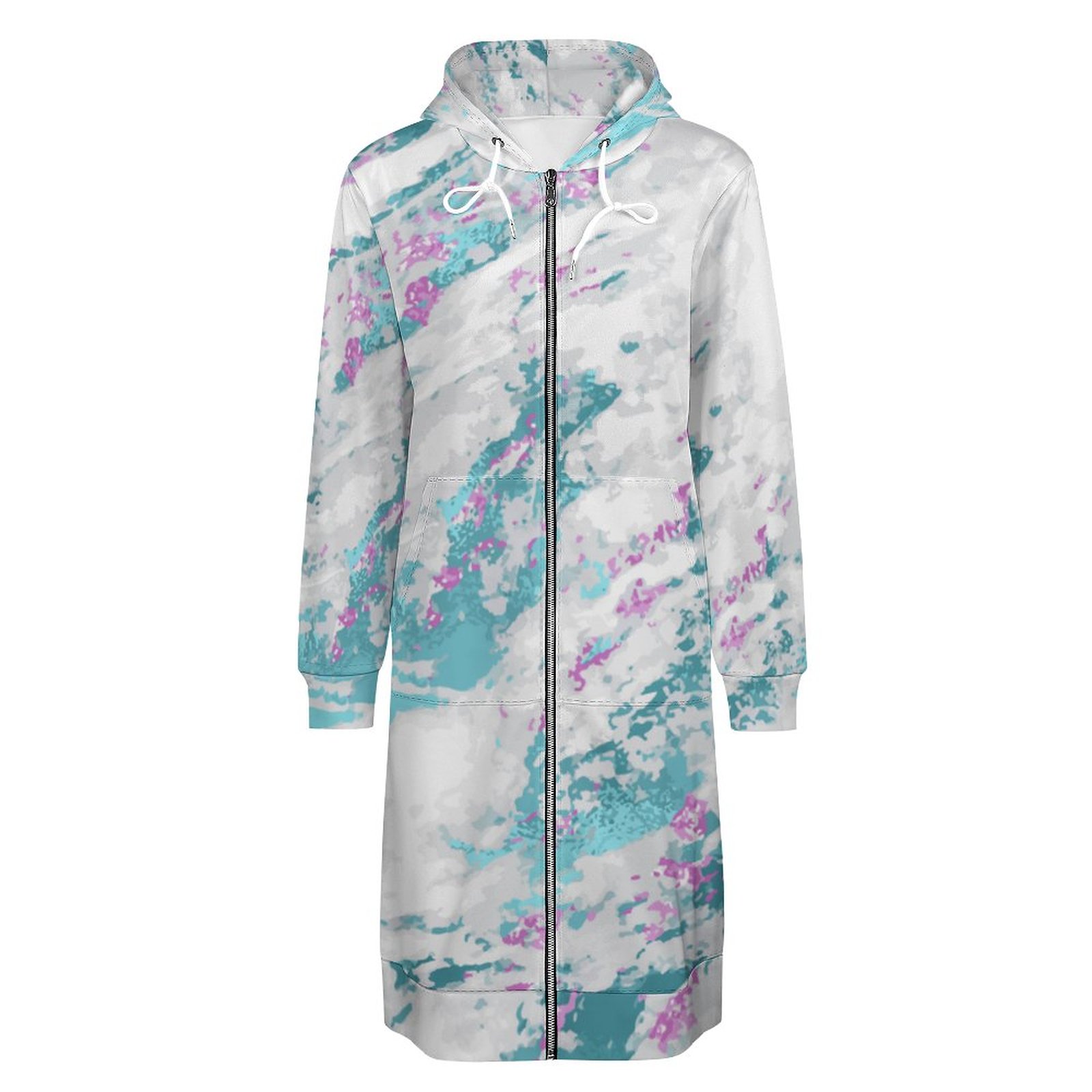 Funny Marble Pattern Zip Up Long Hoodie Jacket Coat Women Tunic Sweatshirt Loose Plus Size Open Front Cardigan Outfits
