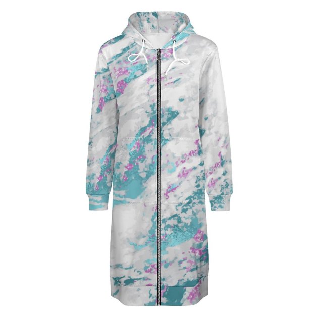 Funny Marble Pattern Zip Up Long Hoodie Jacket Coat Women Tunic Sweatshirt Loose Plus Size Open Front Cardigan Outfits