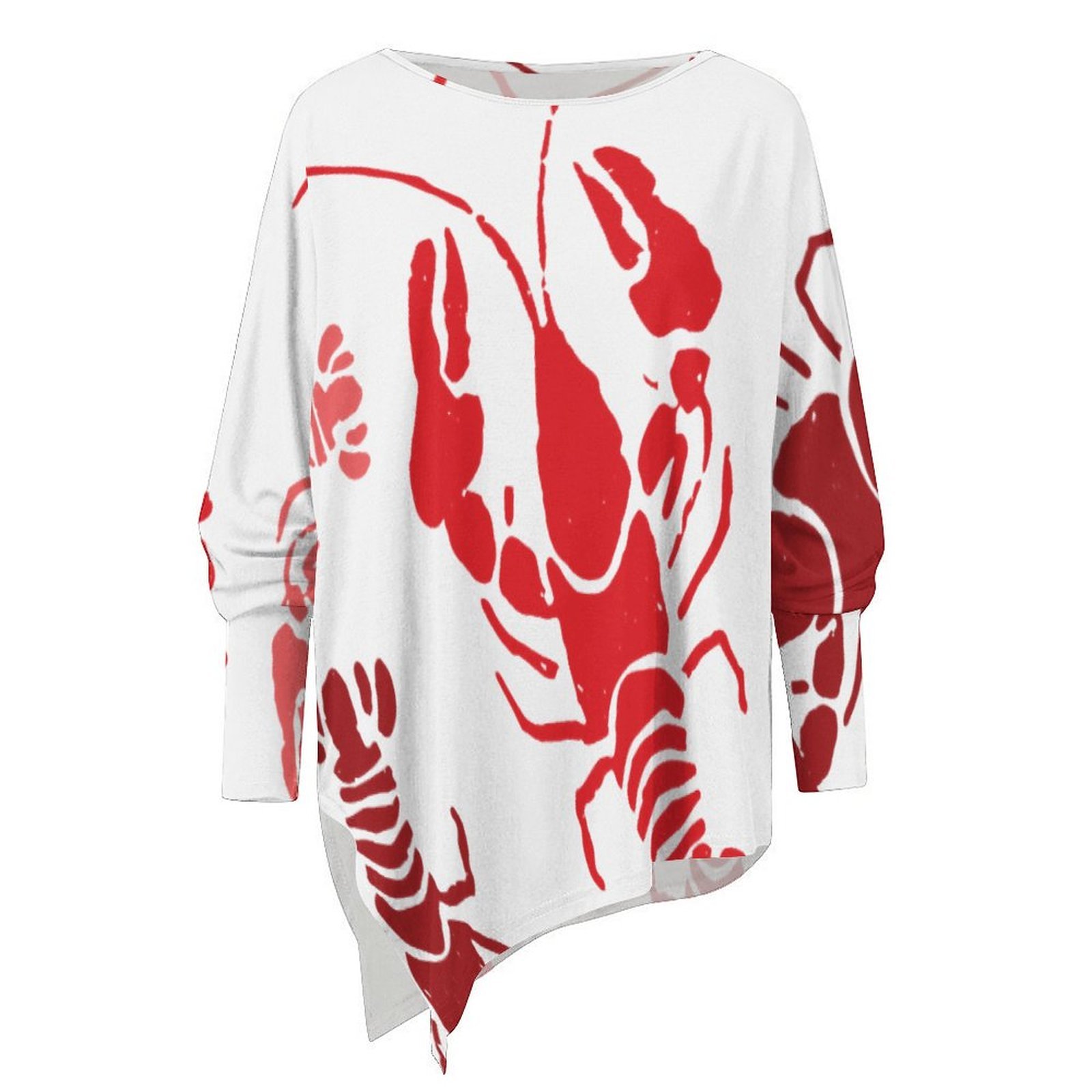 Lobster Bake Or Crawfish Boil Retro Plus Size Hanky Hem Tops for Women Tunic High Low Asymmetrical Shirt
