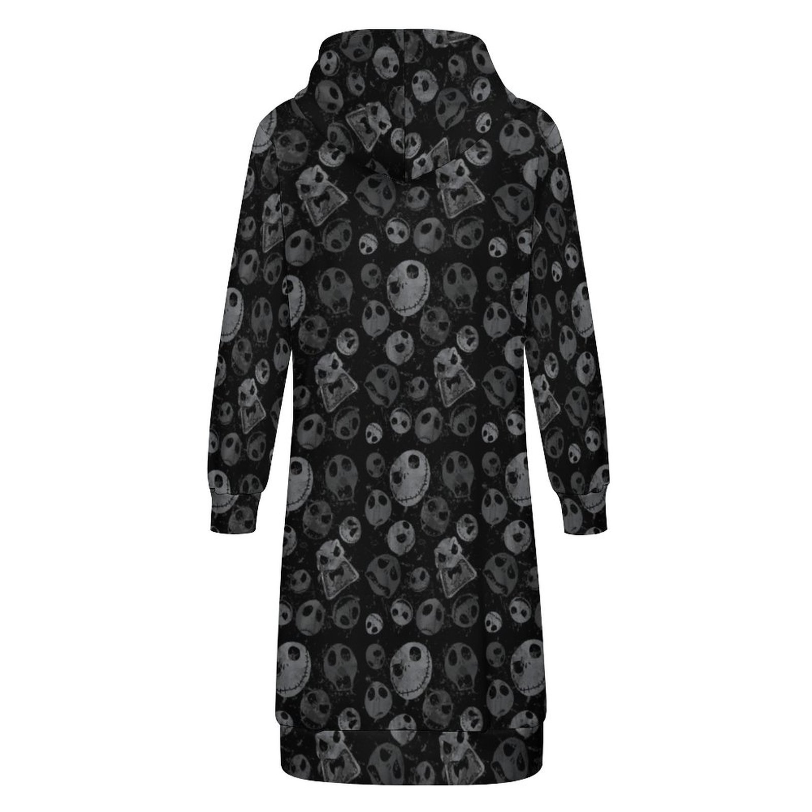 Funny Jack Skellington Pattern Zip Up Long Hoodie Jacket Coat Women Tunic Sweatshirt Plus Size Open Front Cardigan Outfits