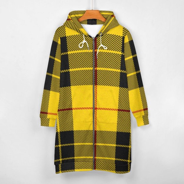 Macleod Tartan Plaid Scottish Zip Up Long Hoodie Jacket Coat Women Tunic Sweatshirt Plus Size Open Front Cardigan Outfits