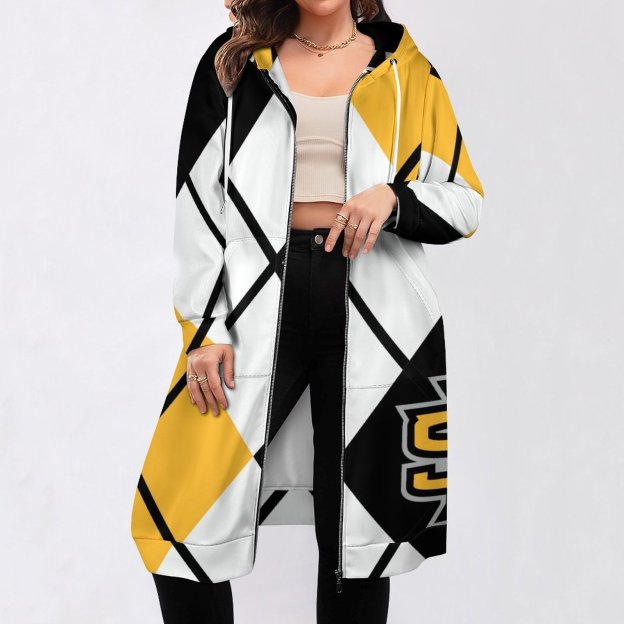 Kennesaw State University Argyle Zip Up Long Hoodie Jacket Women Tunic Sweatshirt Plus Size Open Front Cardigan Outfits