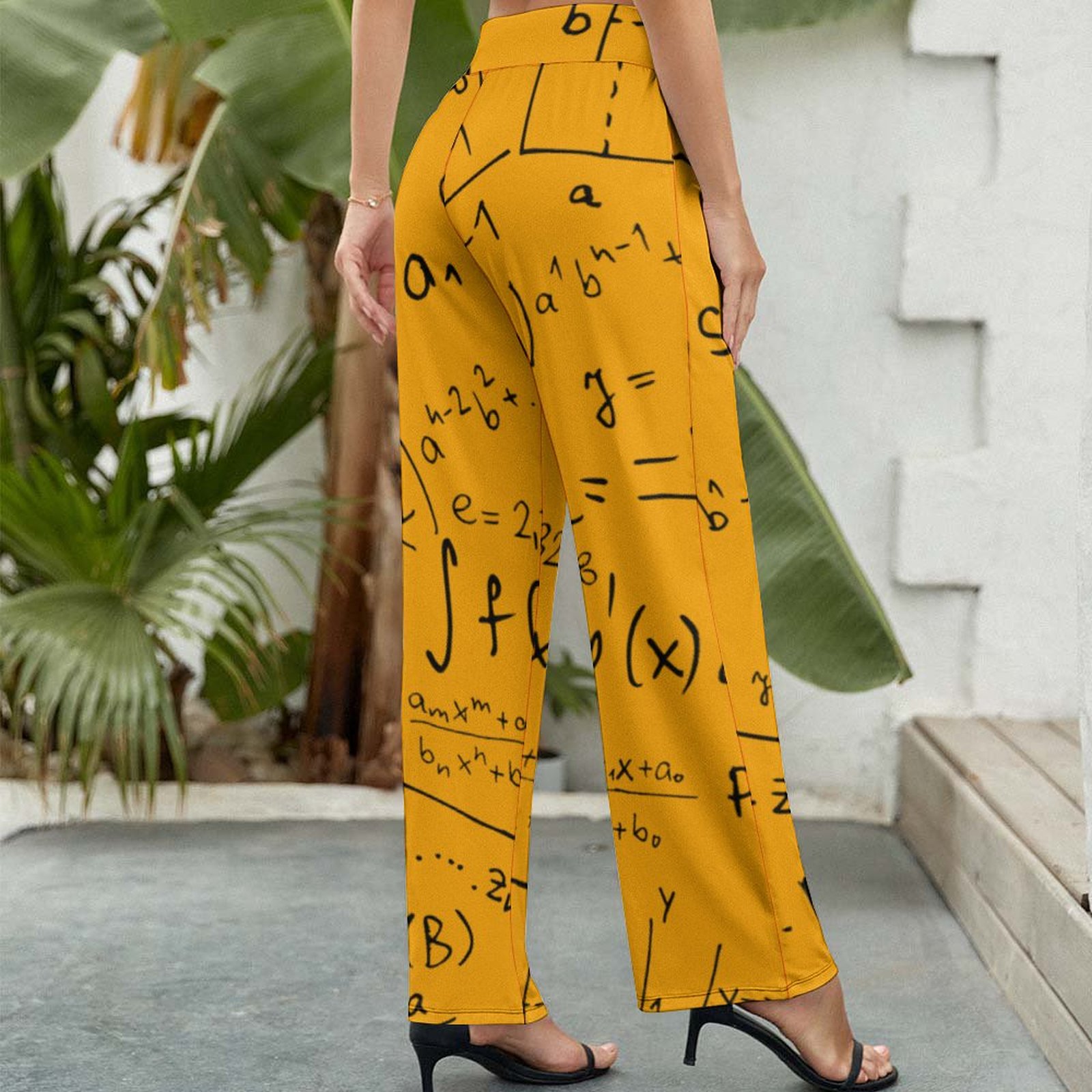Math Geek Mathematics Problem Solving Printed Women Casual Elastic Waist Wide Leg Pants Trousers-Charlylifestyle