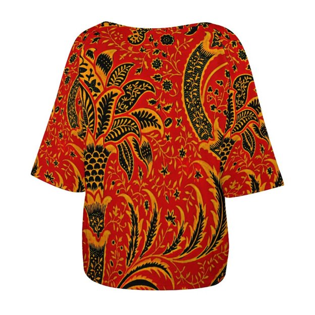 Funny Vintage India Vintage O Neck Batwing Half Sleeve Shirts Women Loose Blouse Print Tops-Charlylifestyle