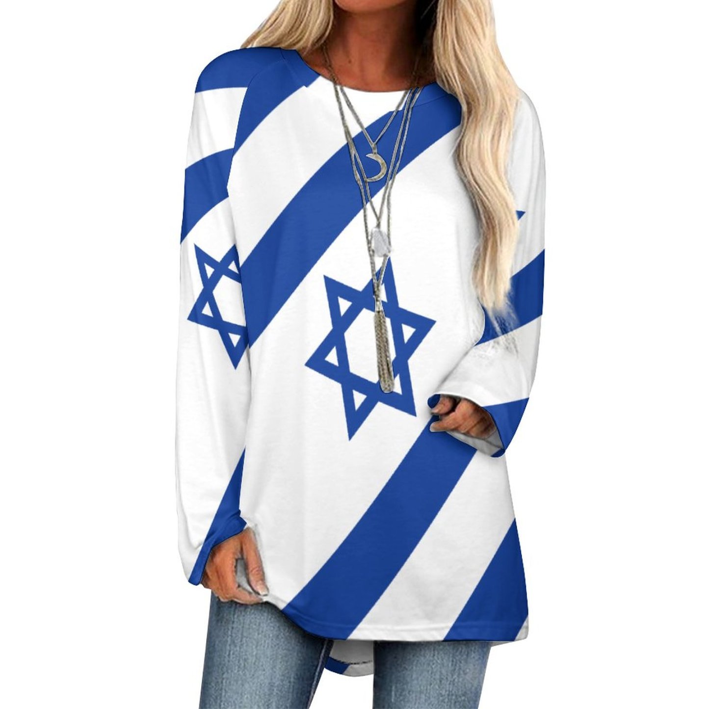 Personalized Israel Flag Raglan Sleeve T Shirt Custom Photo Sweatshirt