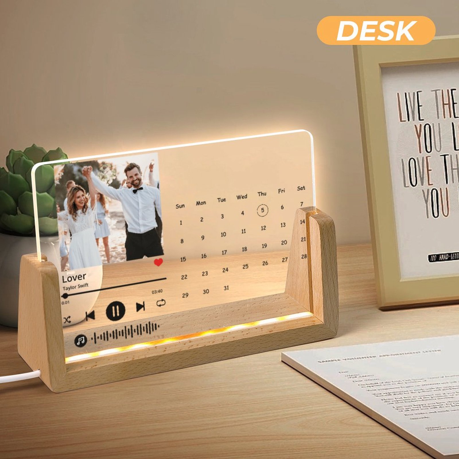 Custom Spotify Plaque Scannable Music Custom Photo Acrylic Night Light - Personalized Acrylic Lamp Gift Idea