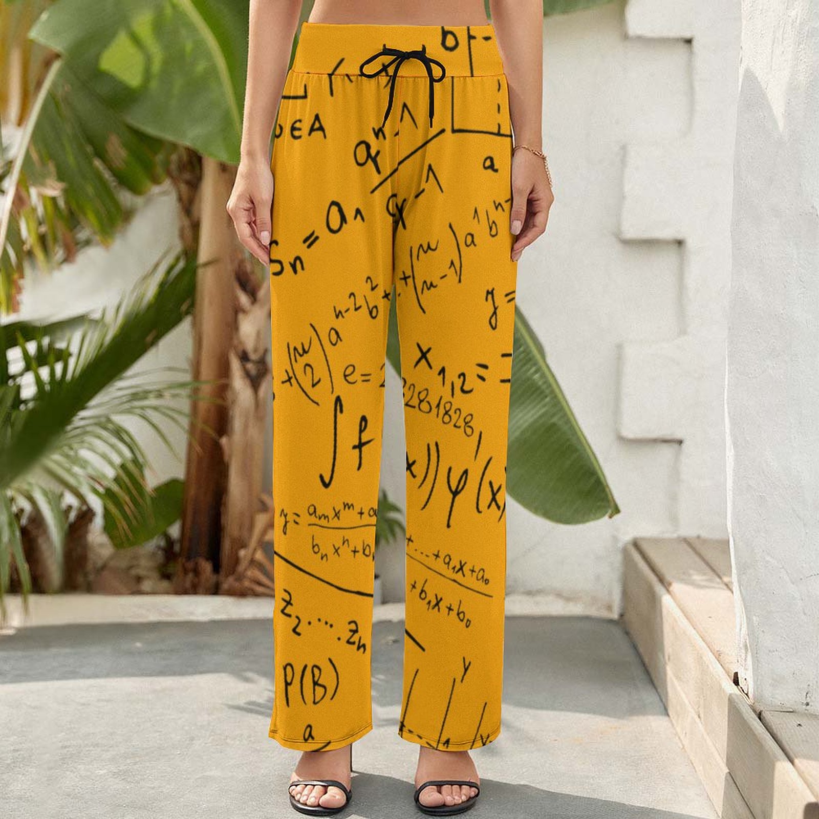 Math Geek Mathematics Problem Solving Printed Women Casual Elastic Waist Wide Leg Pants Trousers-Charlylifestyle