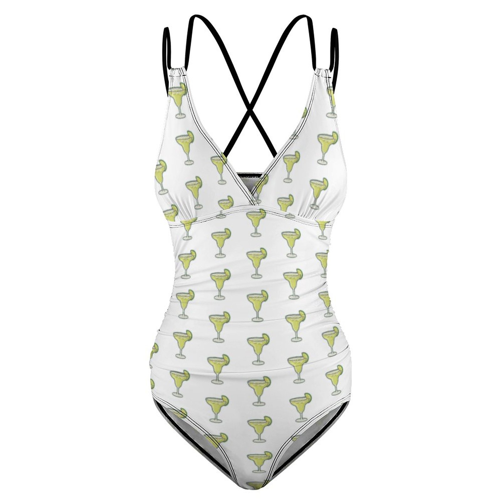 Summer Beach Party Margarita Cocktail One Piece Swimsuits Print Swimwear Adjustable Spaghetti Straps Monokini