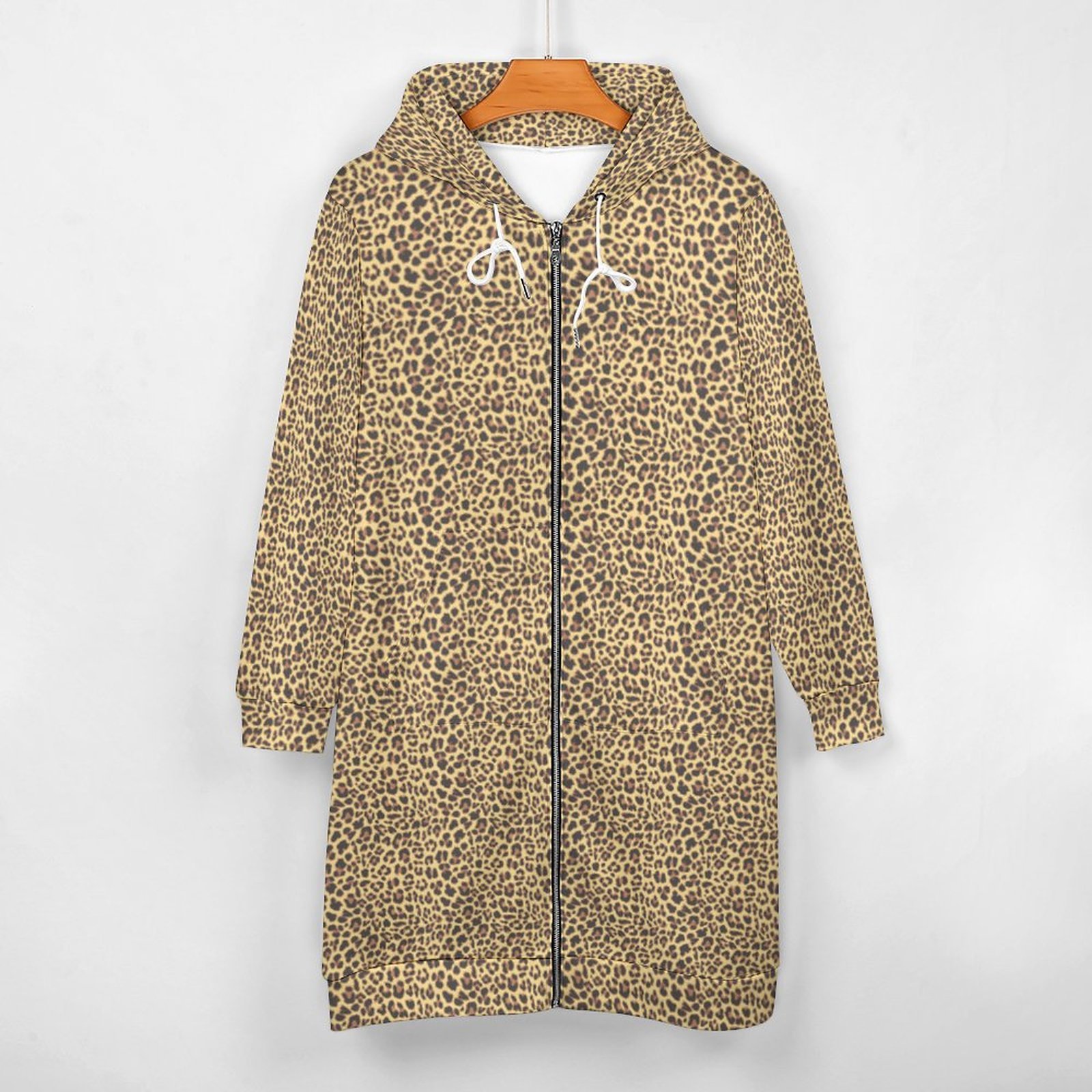 Leopard Print Animal Skin Zip Up Long Hoodie Jacket Coat Women Tunic Sweatshirt Loose Plus Size Open Front Cardigan Outfits
