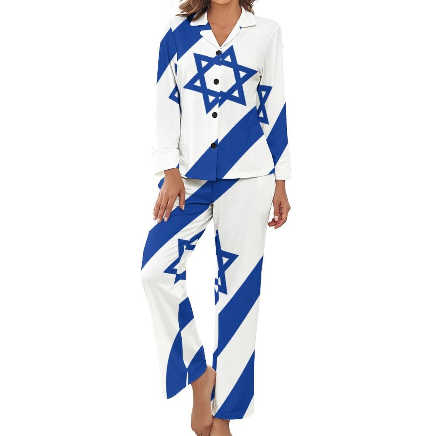 Personalized Israelian Flag Israel Women Pajamas Set Custom Nightwear