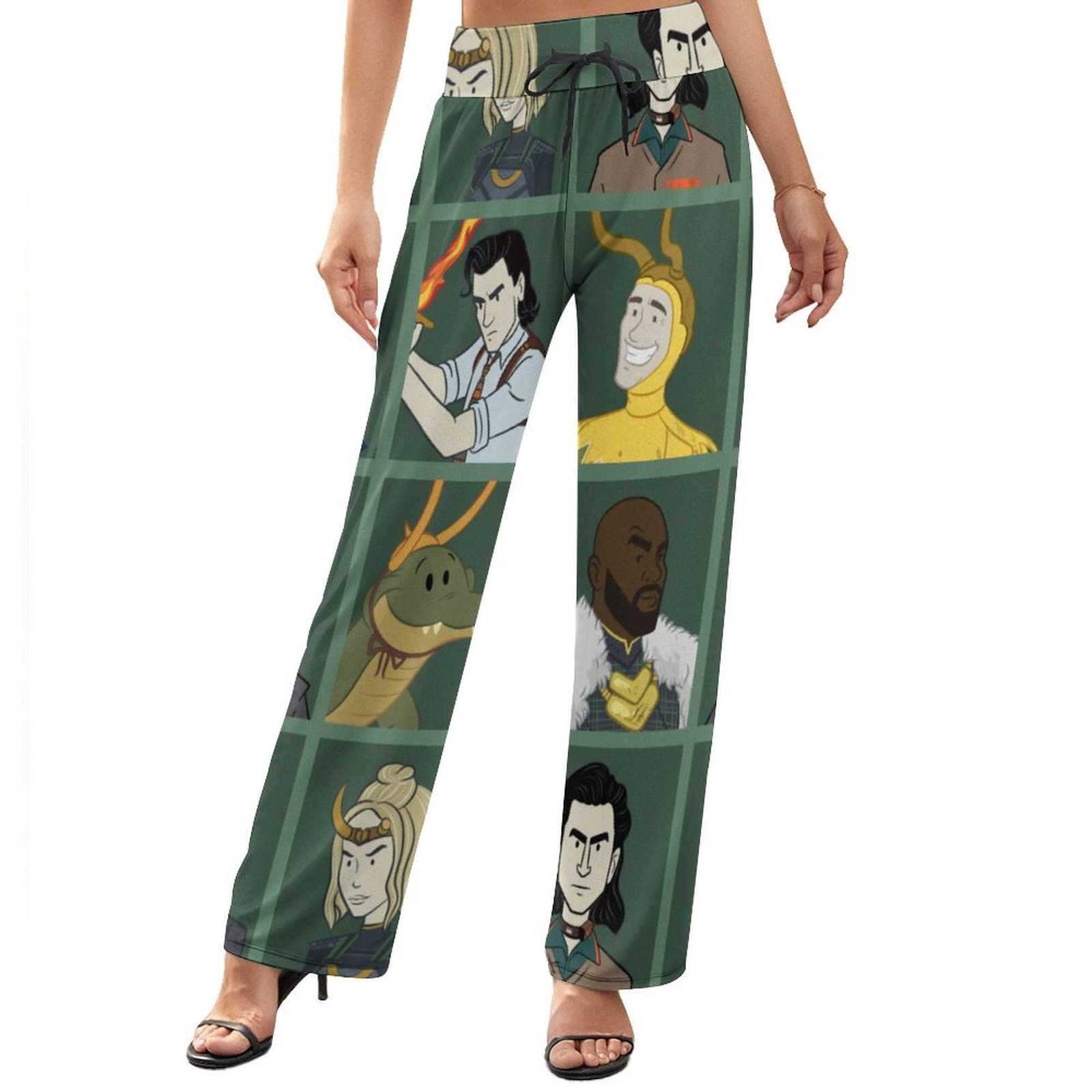 Summer Fall Funny Vintage Loki Variant Women's High Waist Wide Leg Long Palazzo Lounge Pants-Charlylifestyle