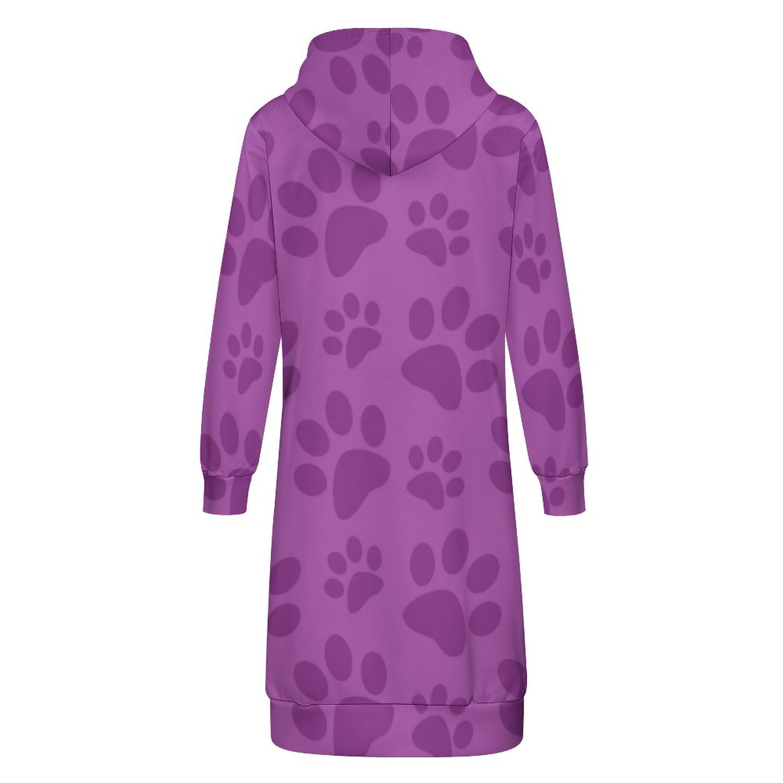 Lilac Purple Dog Paw Print Zip Up Long Hoodie Jacket Coat Women Tunic Sweatshirt Loose Plus Size Open Front Cardigan Outfits
