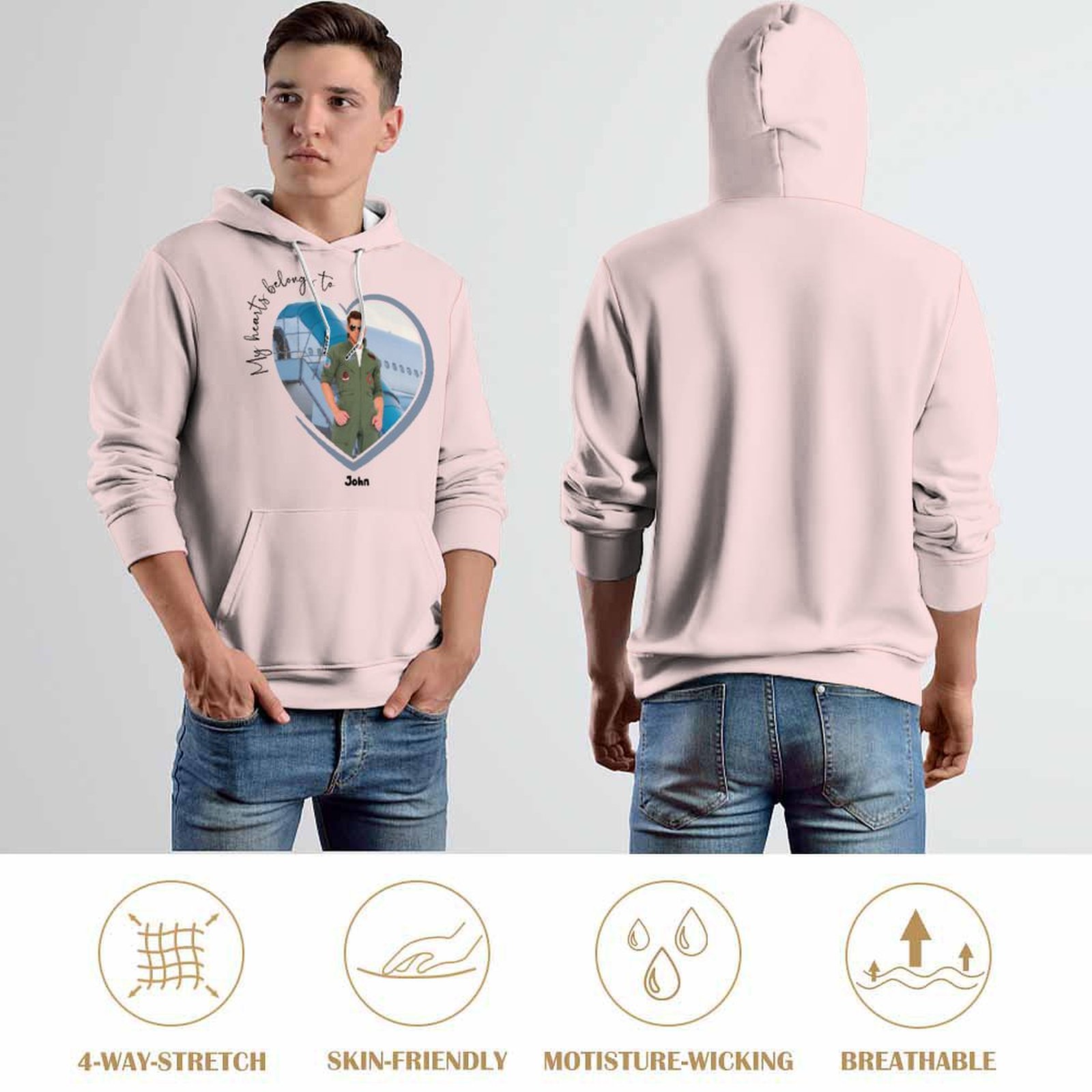 My Heart Belongs To Pet Photo Cat Lover Hoodie Custom Personalize Pet Photo & Name