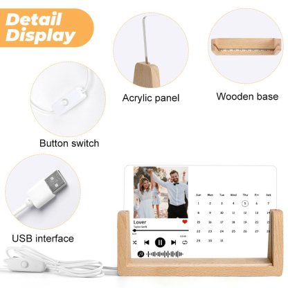 Custom Spotify Plaque Scannable Music Custom Photo Acrylic Night Light - Personalized Acrylic Lamp Gift Idea