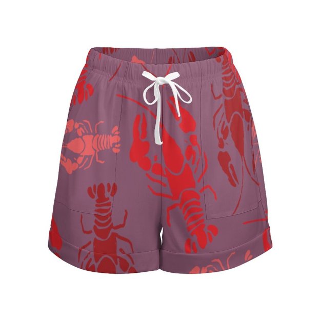 Lobster Bake Or Crawfish Boil Retro Lounge Shorts Women Plus Size Casual Athletic Running Workout Gym Shorts Joggers