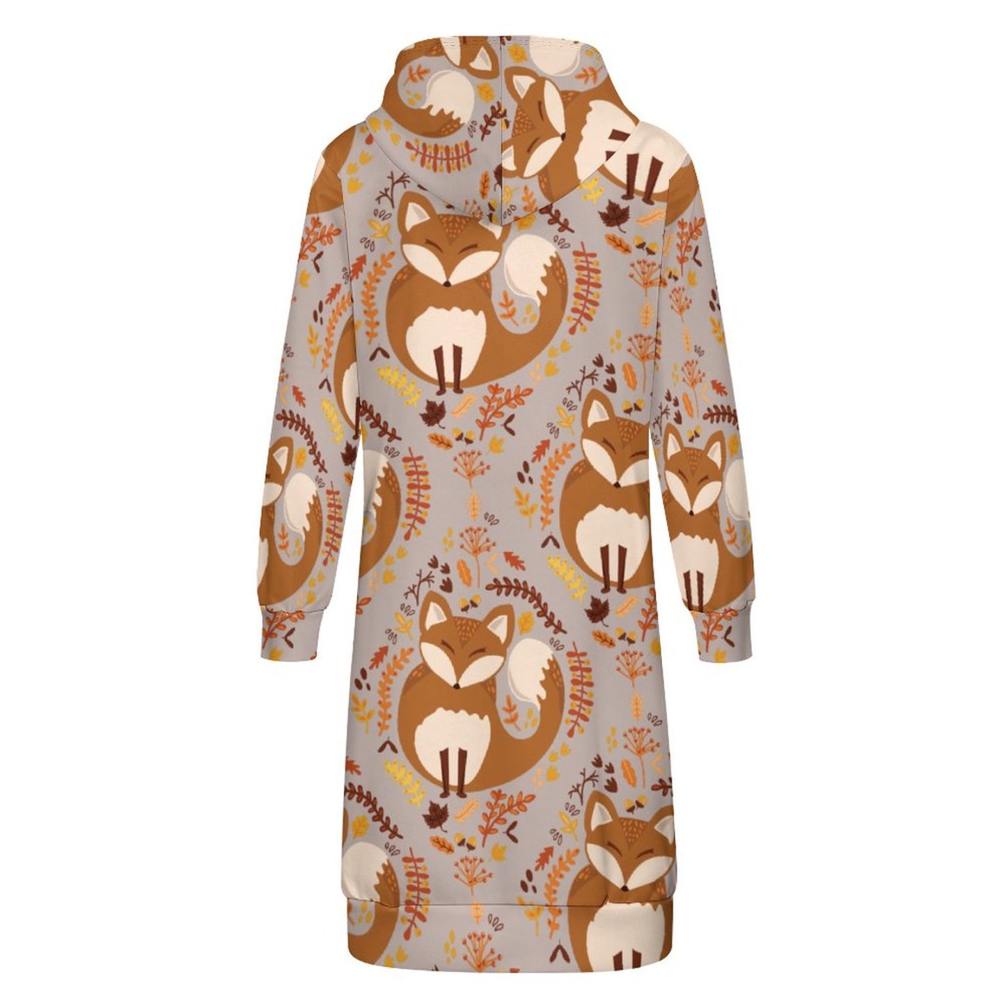 Kids Cute Woodland Fox Zip Up Long Hoodie Jacket Coat Women Tunic Sweatshirt Loose Plus Size Open Front Cardigan Outfits