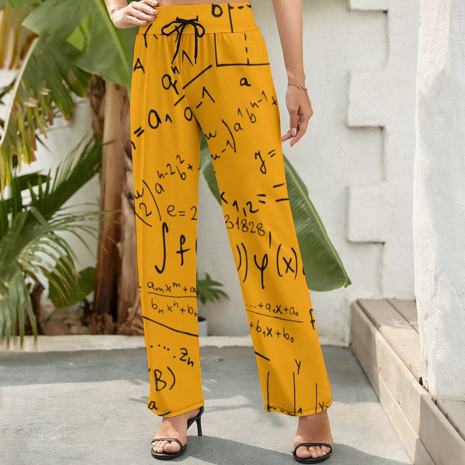 Math Geek Mathematics Problem Solving Printed Women Casual Elastic Waist Wide Leg Pants Trousers-Charlylifestyle