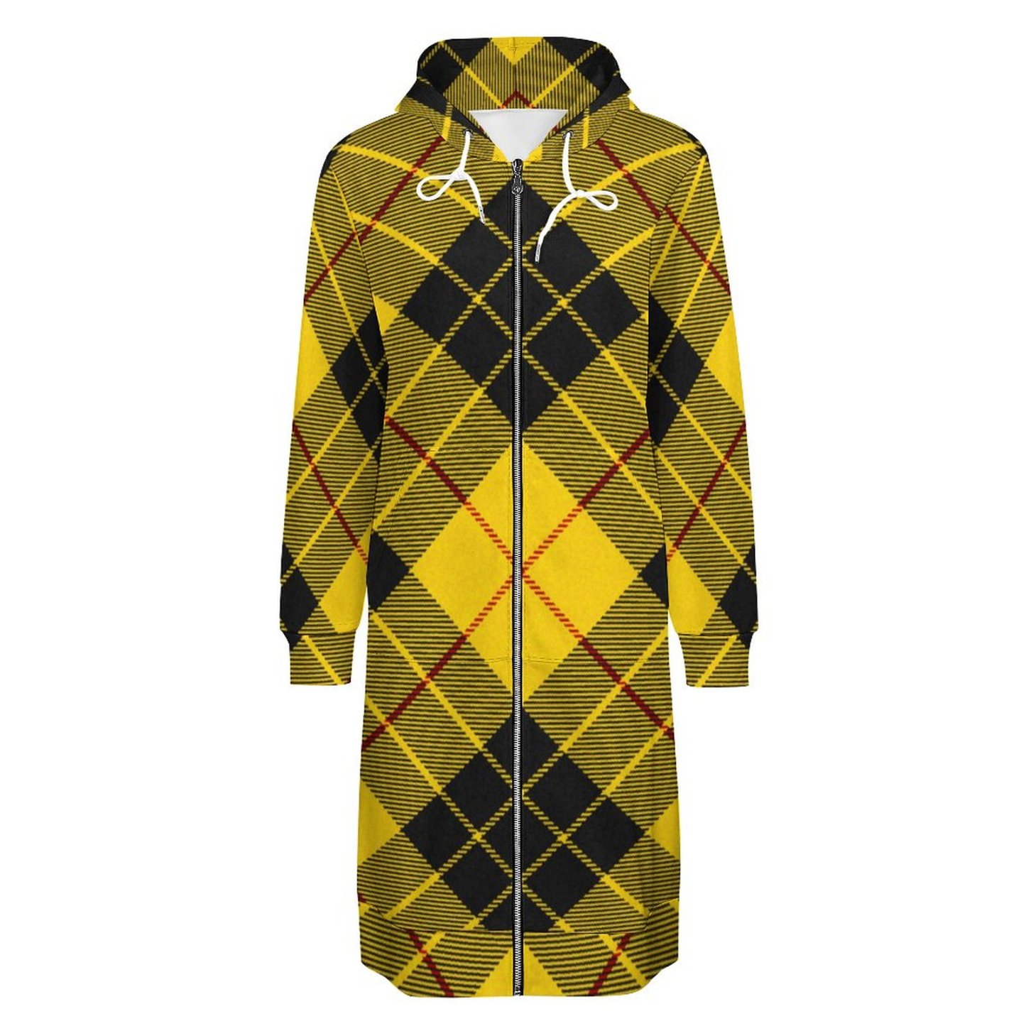 Macleod Clan Tartan Plaid Zip Up Long Hoodie Jacket Coat Women Tunic Sweatshirt Loose Plus Size Open Front Cardigan Outfits