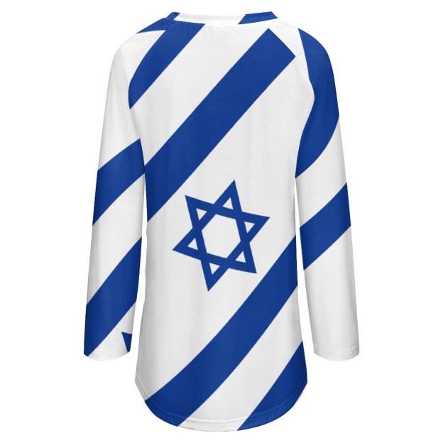 Personalized Israelian Flag Of Israel Raglan Sleeve T-Shirt Women Custom Photo Pullover Sweatshirts Plus Size Tops