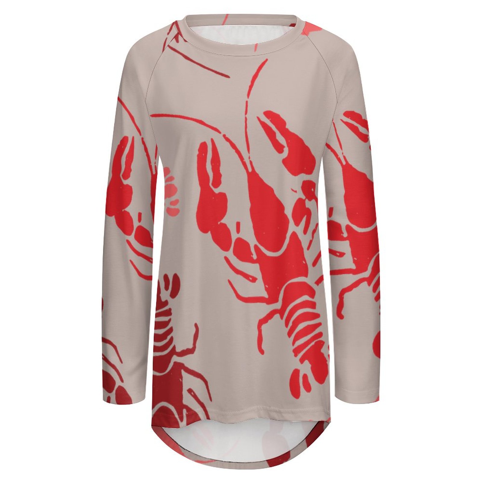 Custom Photo Bake Or Crawfish Loose Raglan Sleeve T-Shirt Personalized Tunic Top
