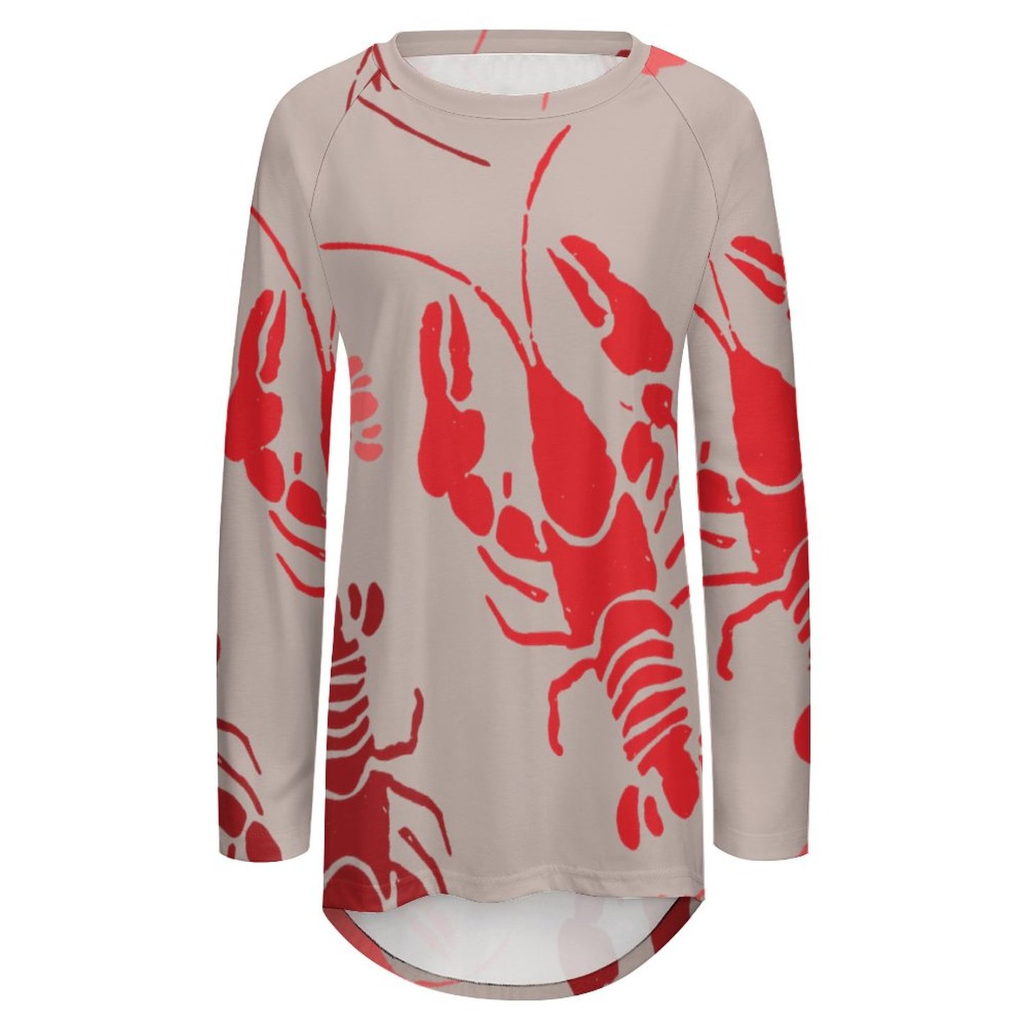 Custom Photo Bake Or Crawfish Loose Raglan Sleeve T-Shirt Personalized Tunic Top