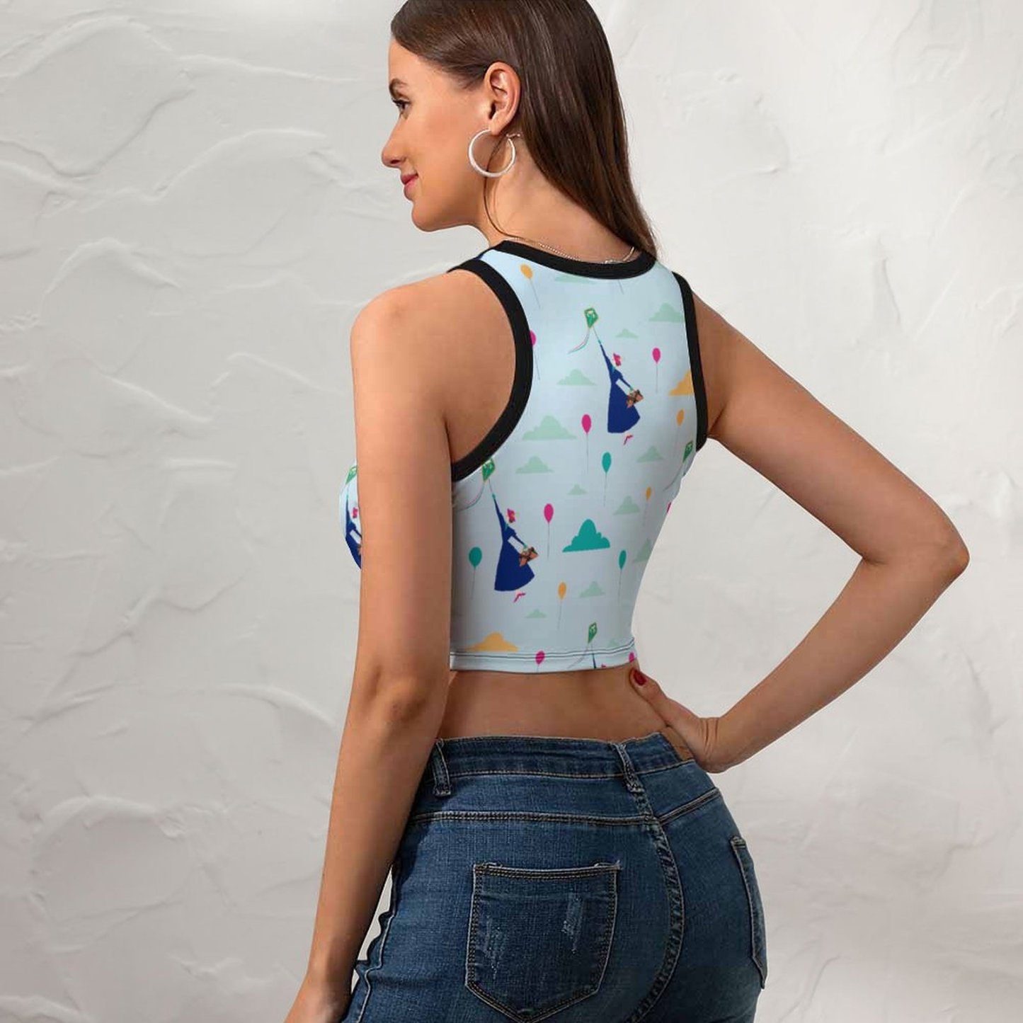 Women Mary Poppins Magic Fills The Air Crew Neck Crop Tank Basic Sleeveless Graphic Hippie Boyfriend Style Tee Tops-Charlylifestyle
