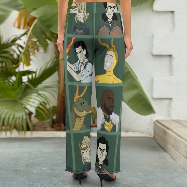Summer Fall Funny Vintage Loki Variant Women's High Waist Wide Leg Long Palazzo Lounge Pants-Charlylifestyle