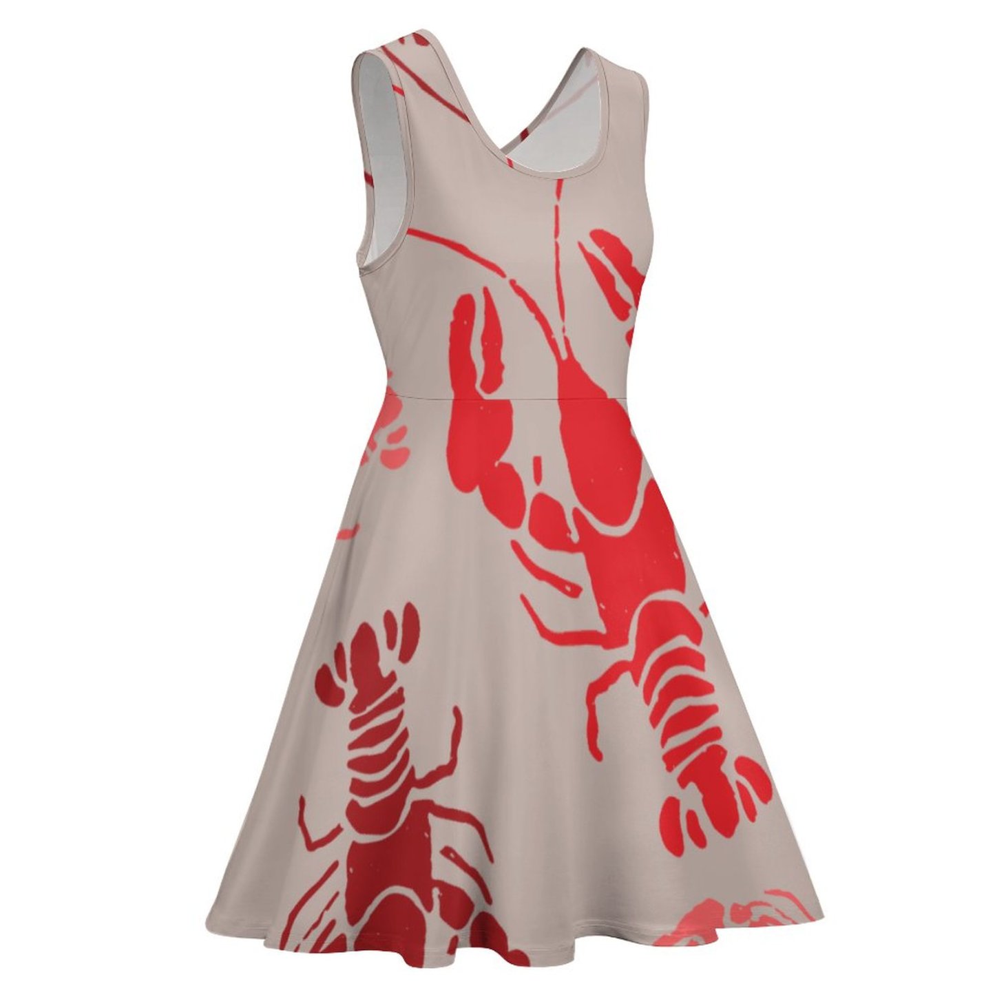 Custom Photo Lobster Bake Crawfish Beach Sleeveless Tunic Dress Personalized Women Plus Size Flowy Tank Sundresses