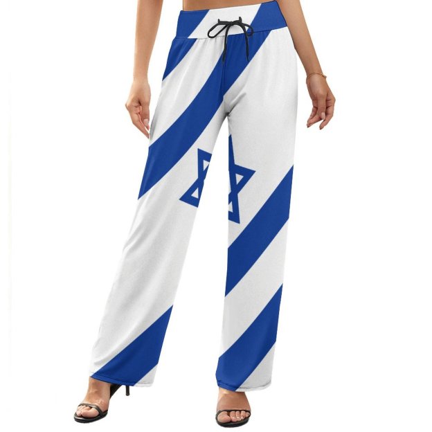 S-2XL Israelian Flag Of Israel Women's High Waist Wide Leg Long Palazzo Lounge Pants-Charlylifestyle