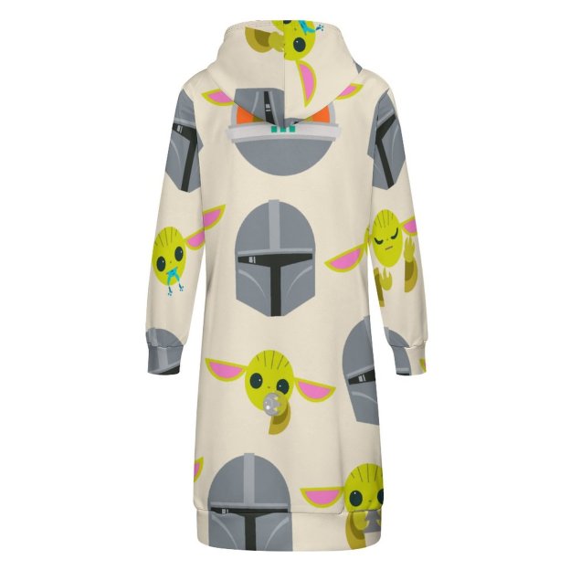 Mandalorian And The Child Cute Expression Zip Up Long Hoodie Jacket Women Tunic Sweatshirt Plus Size Open Front Cardigan Outfits