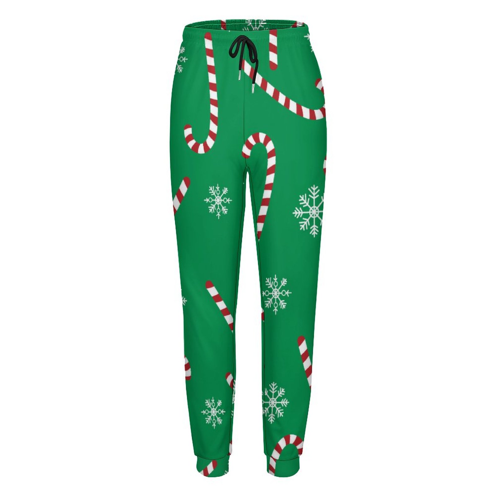 Modern Christmas Holiday Candy Cane Snow Women Drawstring Waist Sweatpants Casual Pockets tapered Joggers Pant
