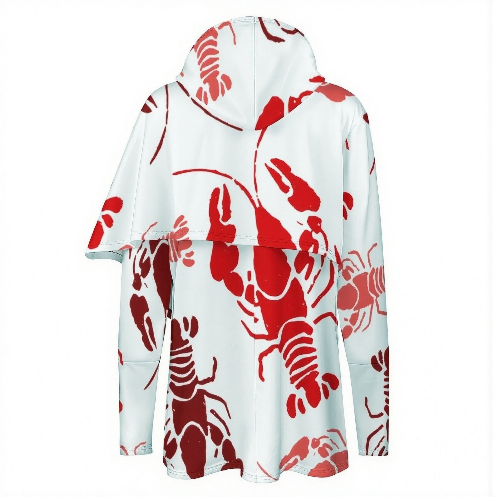 Lobster Bake Or Crawfish Boil Retro Women Long Sleeve Pullover Irregular Hem Hoodies Casual Tunic Asymmetric Hooded Sweatshirt