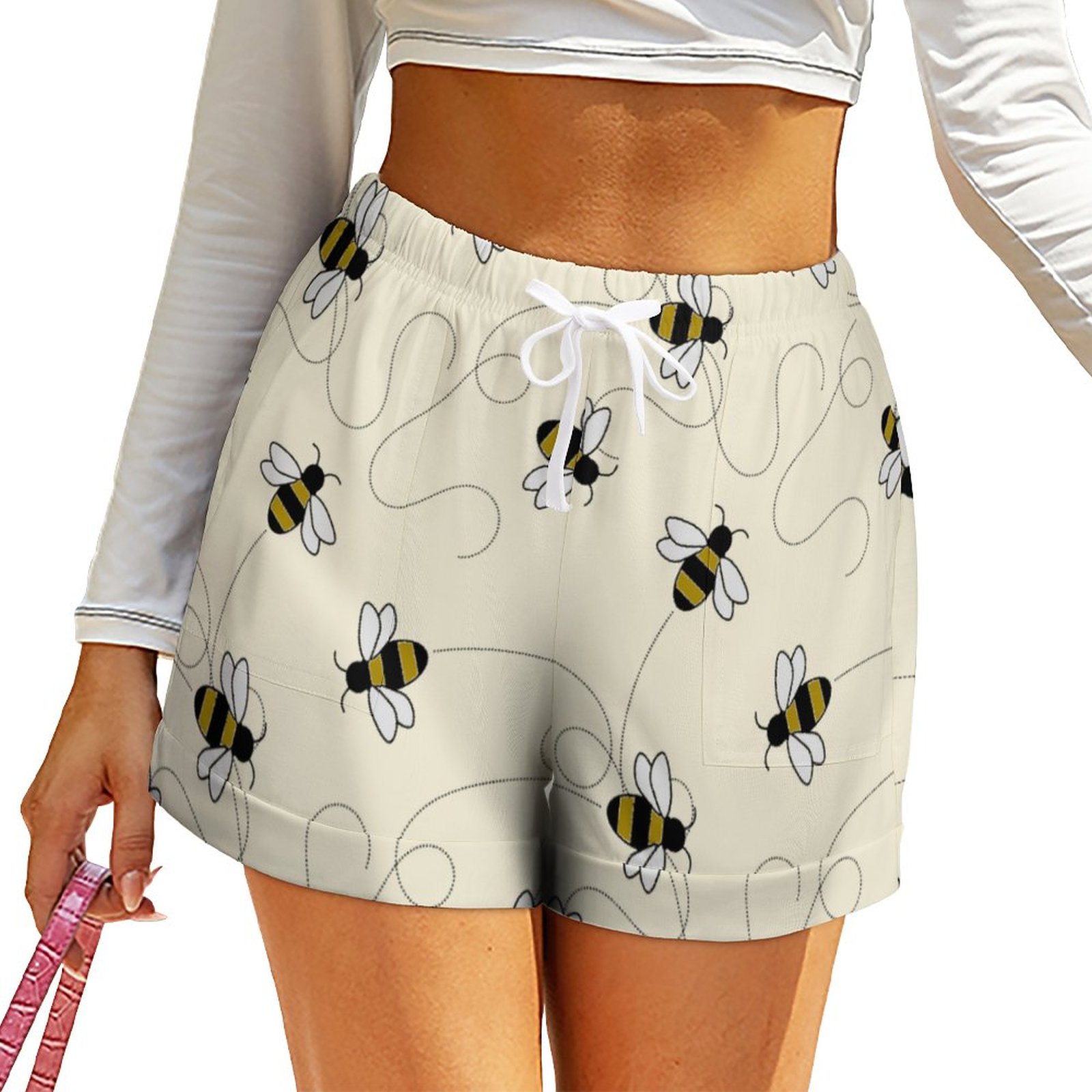 S-3XL Modern Bumble Bees Lounge Shorts Women Plus Size Casual Athletic Running Workout Gym Shorts Joggers