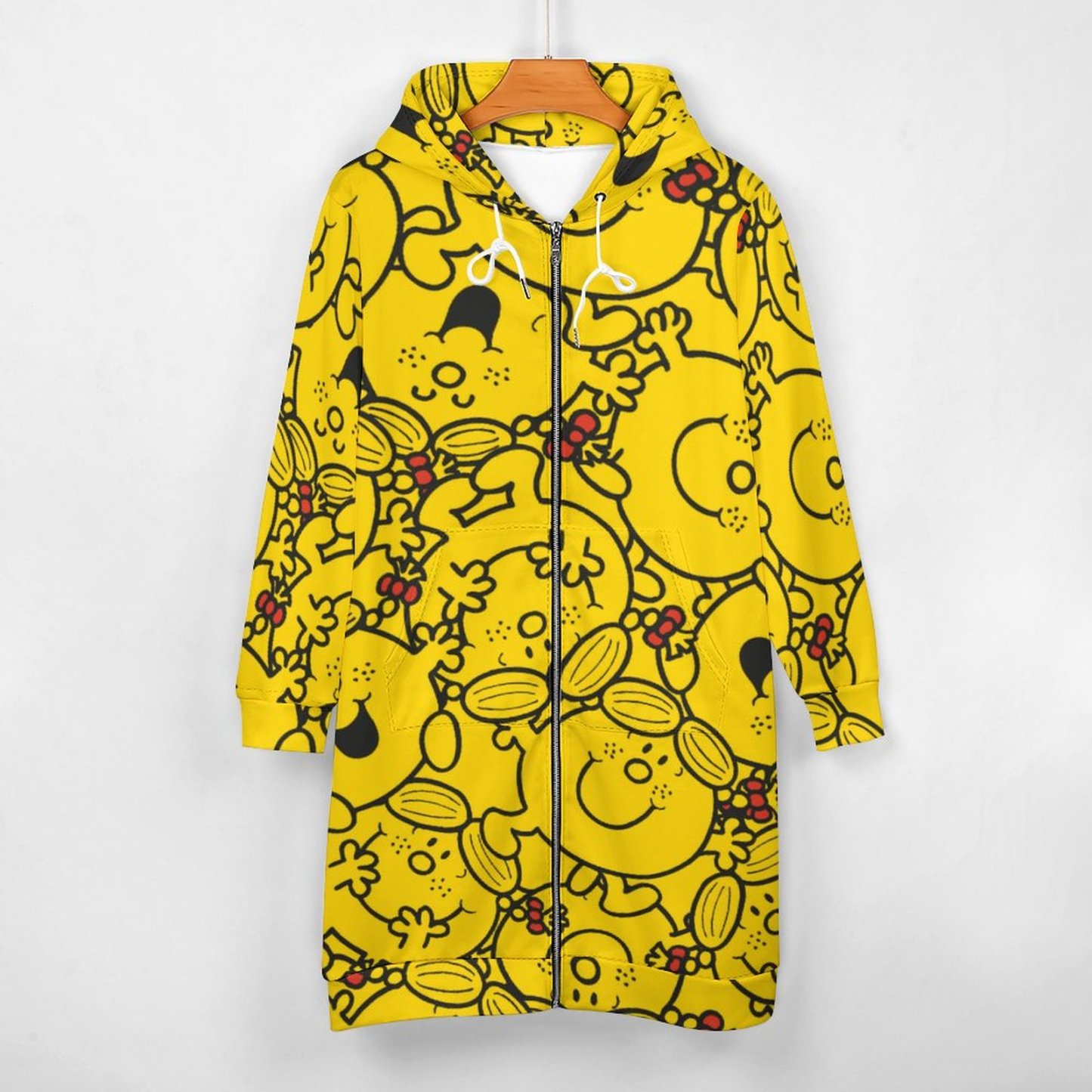 Little Miss Sunshine Fun Yellow Smiles Zip Up Long Hoodie Jacket Women Tunic Sweatshirt Plus Size Open Front Cardigan Outfits
