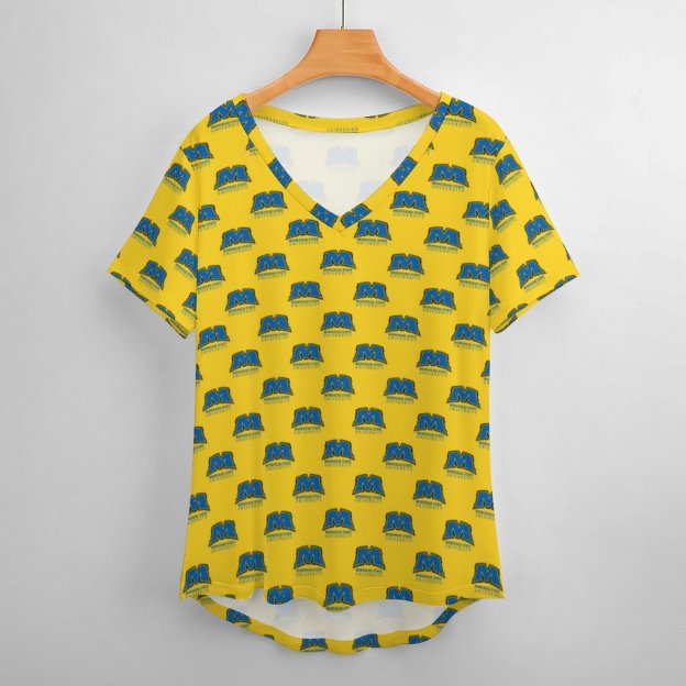 Msu Morehead State University Women T Shirts Basic V-Neck Tee Loose Vintage Fitting Oversize Short Sleeve Tops-Charlylifestyle