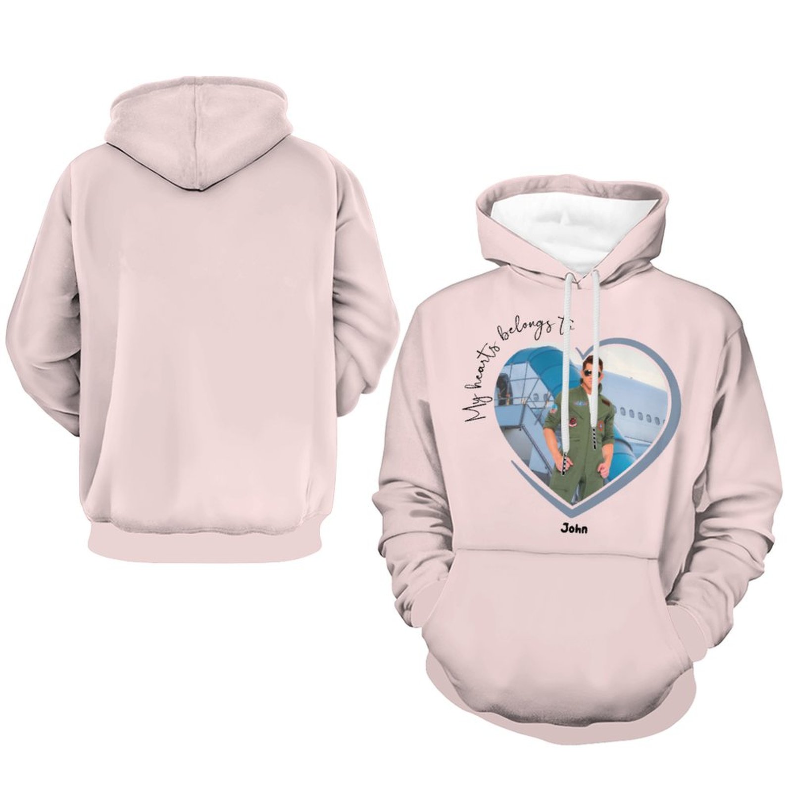 My Heart Belongs To Pet Photo Cat Lover Hoodie Custom Personalize Pet Photo & Name