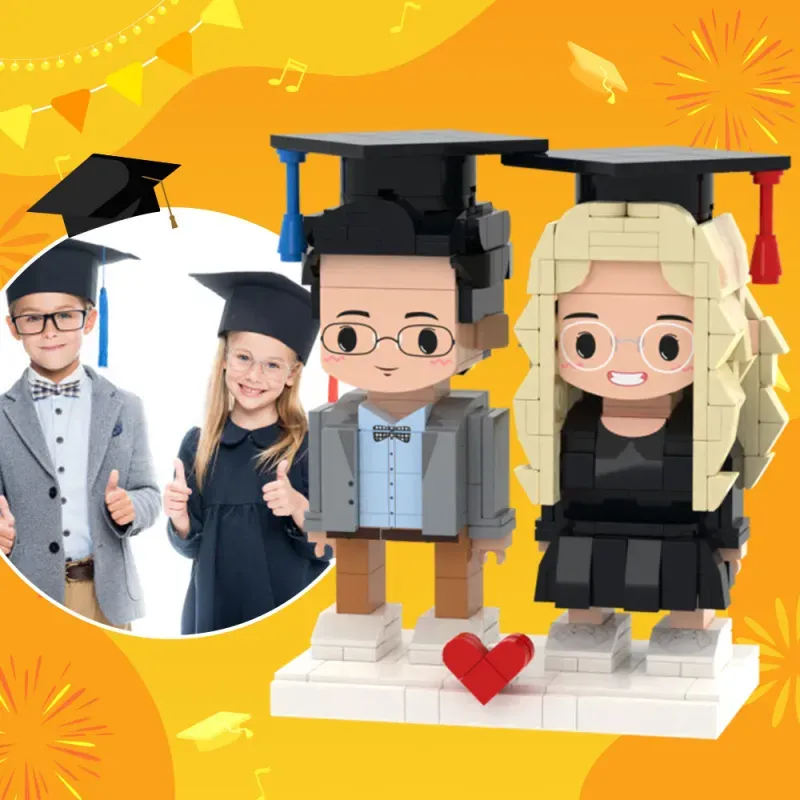 Gifts for Kids Customizable Graduation Gifts Fully Body 2 People Custom Brick Figures Persanalized Cute Face Brick Figures