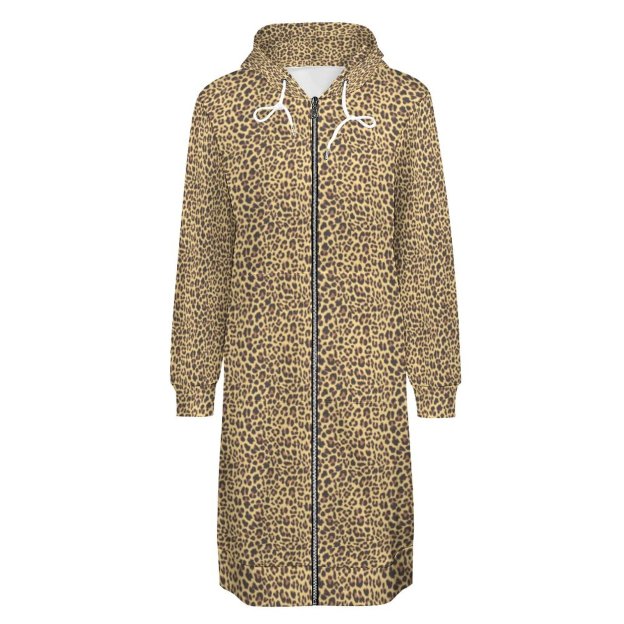 Leopard Print Animal Skin Zip Up Long Hoodie Jacket Coat Women Tunic Sweatshirt Loose Plus Size Open Front Cardigan Outfits