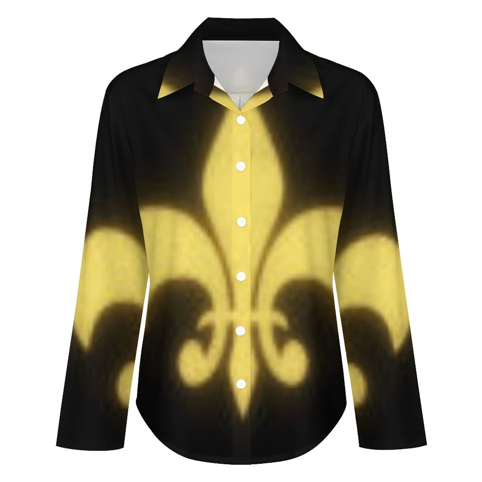 Mardi Gras Fleur De Lis Button Down V Neck Shirts Long Sleeve Blouse Roll Up Cuffed Sleeve Casual Shirt Tops