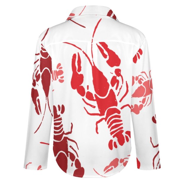 Personalized Lobster Bake Or Crawfish Button Down Shirts Custom Photo Long Sleeve Blouse