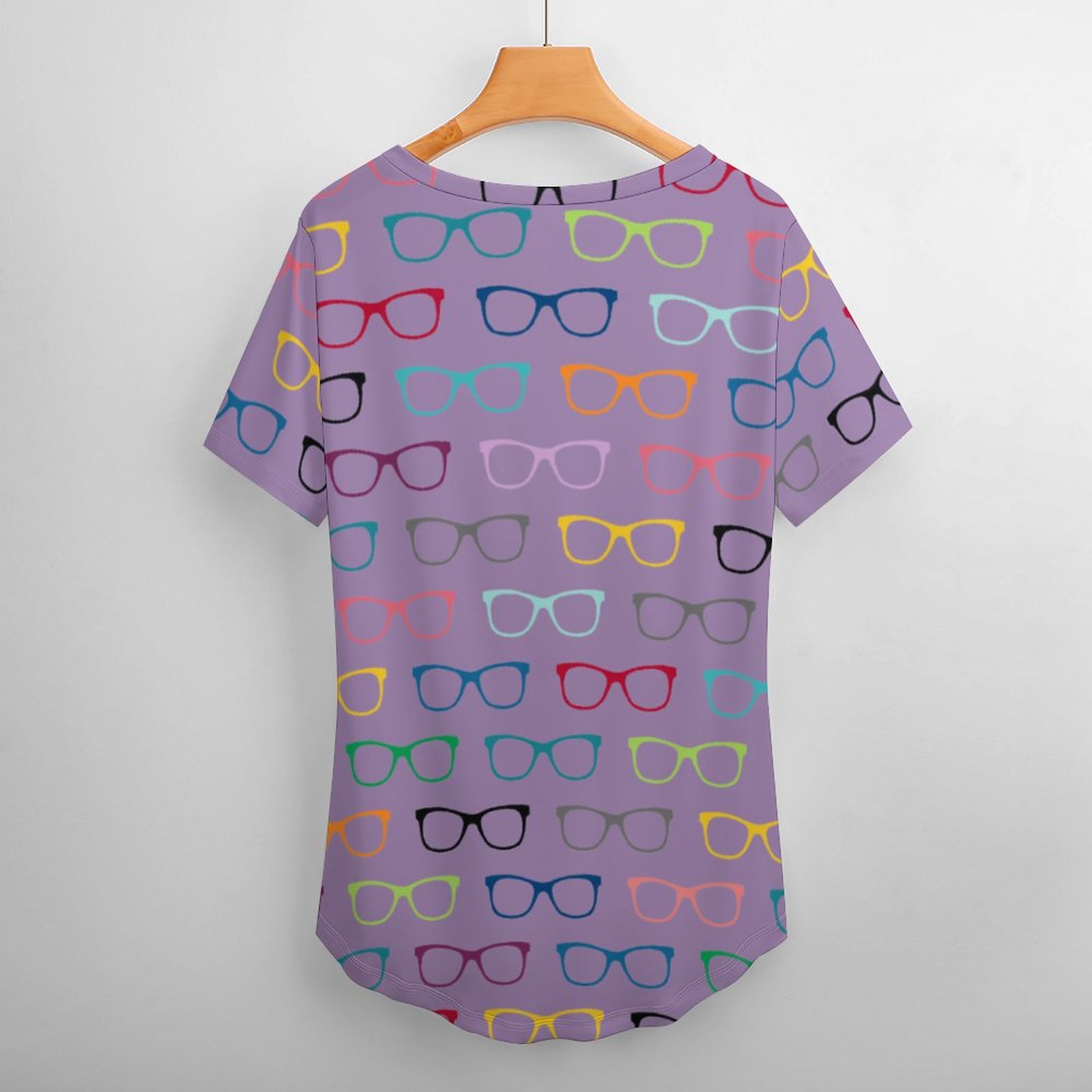 S-4XL Multi Color Eyeglasses Women T Shirts Basic V-Neck Tee Loose Vintage Fitting Oversize Short Sleeve Tops-Charlylifestyle