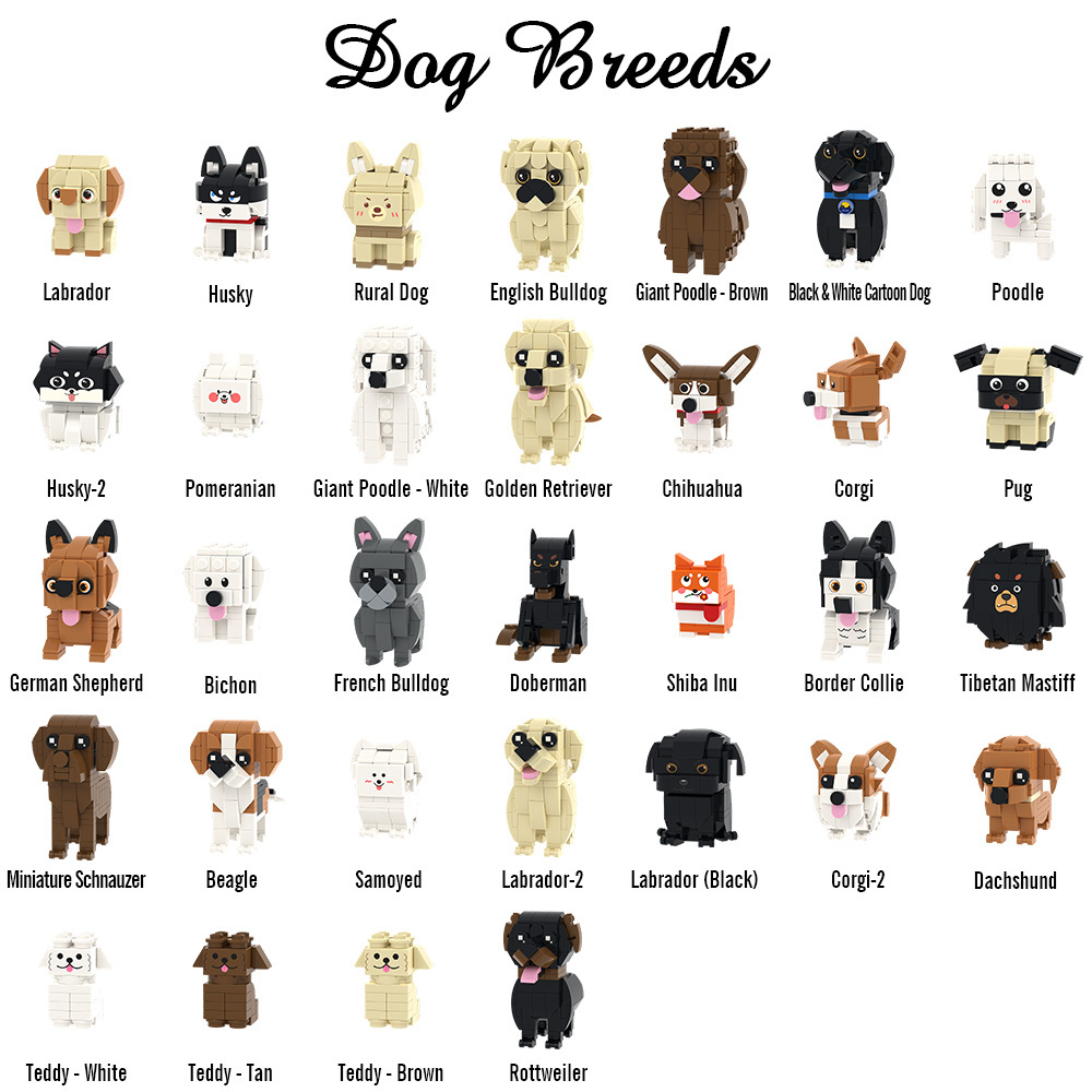 Full Body Customizable Cute Brick Figures Persaonalized Brick Figures with Dog Small Particle Block Toy