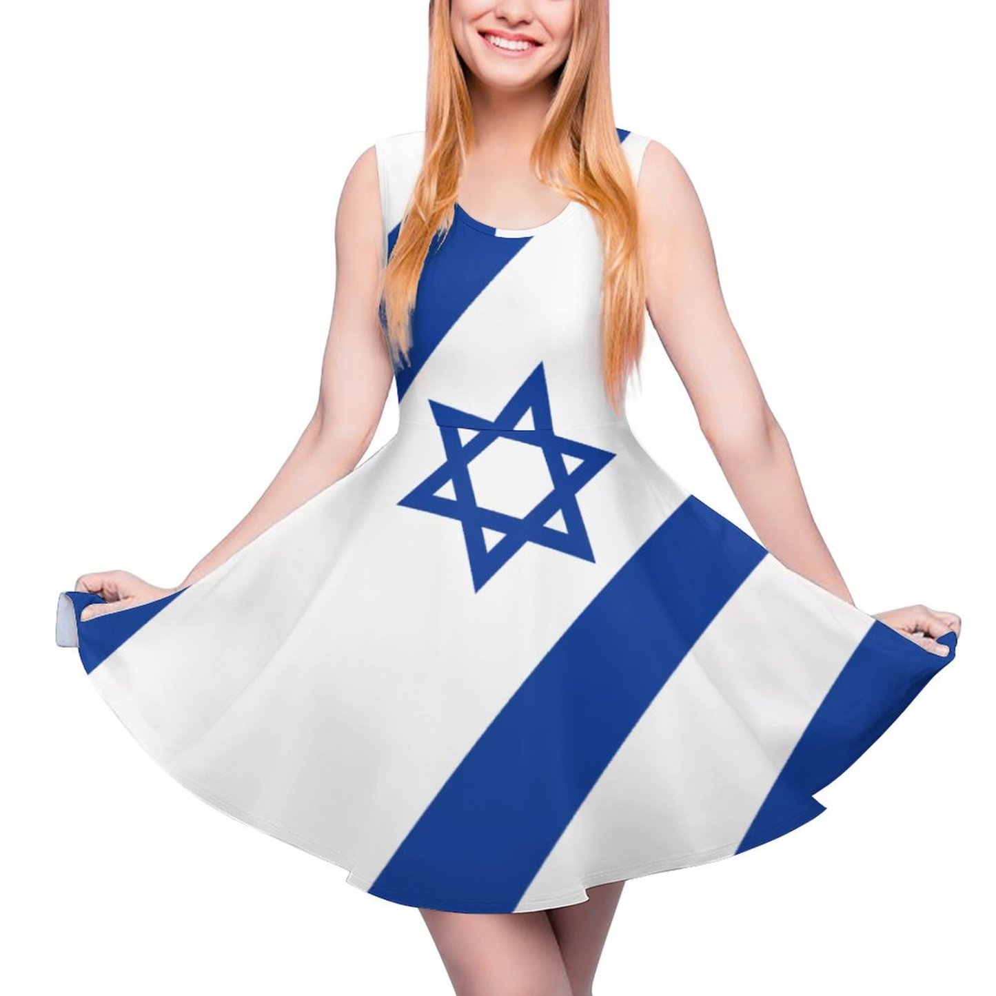 Personalized Israel Flag Beach Tunic Dress Custom Photo Tank Sundresses