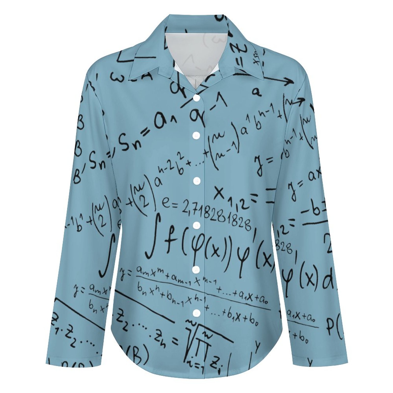 Math Geek Mathematics Problem Solving Button Down V Neck Shirts Long Sleeve Blouse Roll Up Cuffed Sleeve Casual Shirt Tops