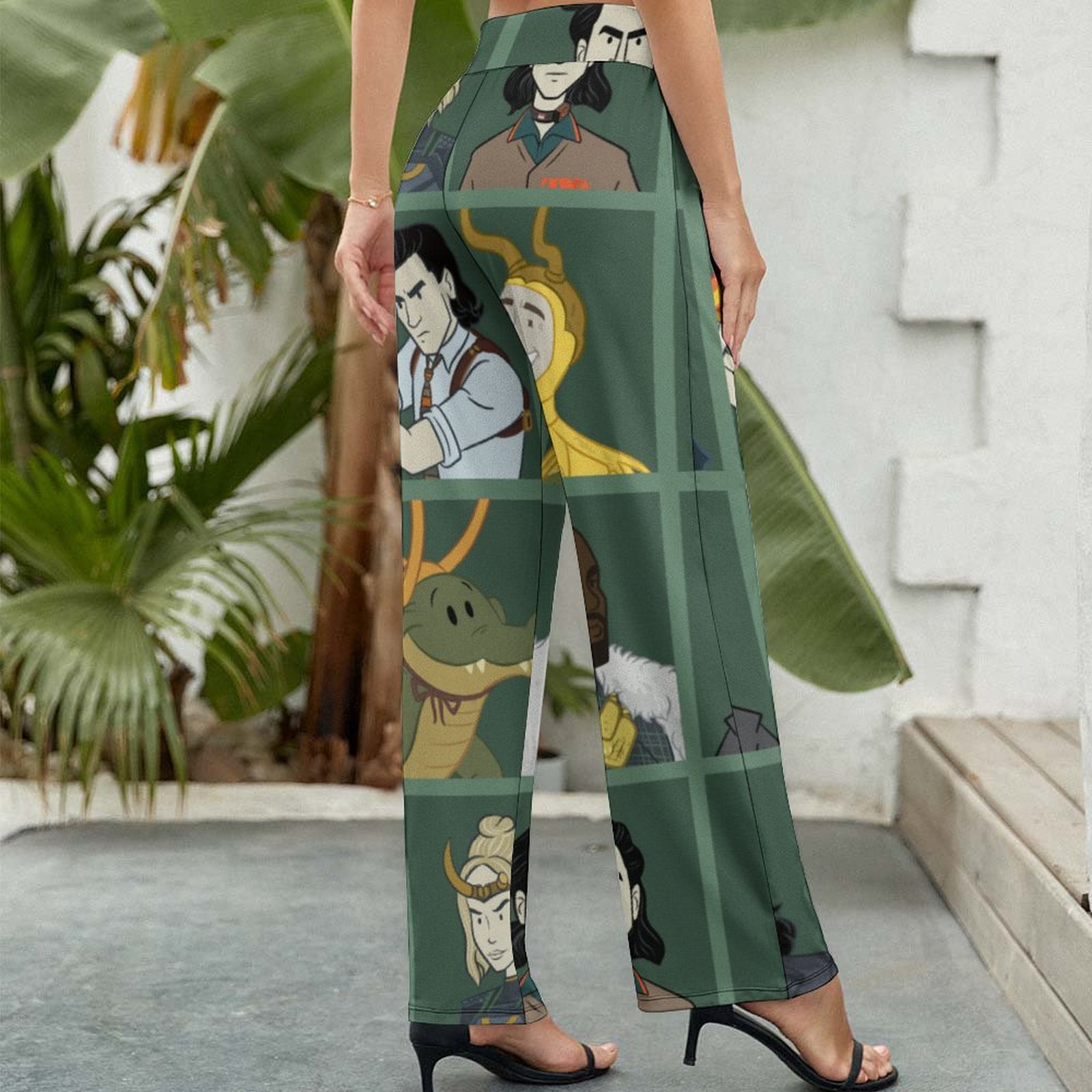 Summer Fall Funny Vintage Loki Variant Women's High Waist Wide Leg Long Palazzo Lounge Pants-Charlylifestyle
