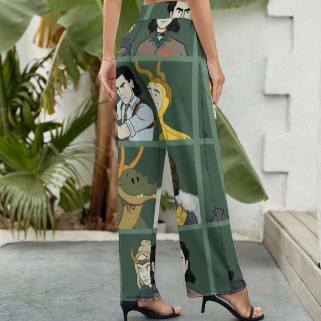 Summer Fall Funny Vintage Loki Variant Women's High Waist Wide Leg Long Palazzo Lounge Pants-Charlylifestyle
