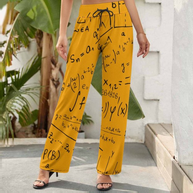 Math Geek Mathematics Problem Solving Printed Women Casual Elastic Waist Wide Leg Pants Trousers-Charlylifestyle